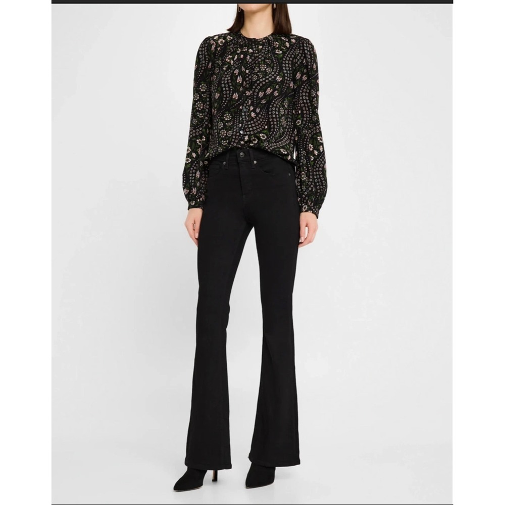 NWT $248 Veronica Beard Beverly High-Rise Skinny Flare Jeans in Onyx